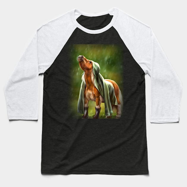 Pony in a raincoat. Baseball T-Shirt by Magical Forest